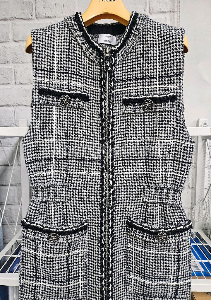 오브제 트위드 원피스 44 민소매 나시원피스 WL77--1