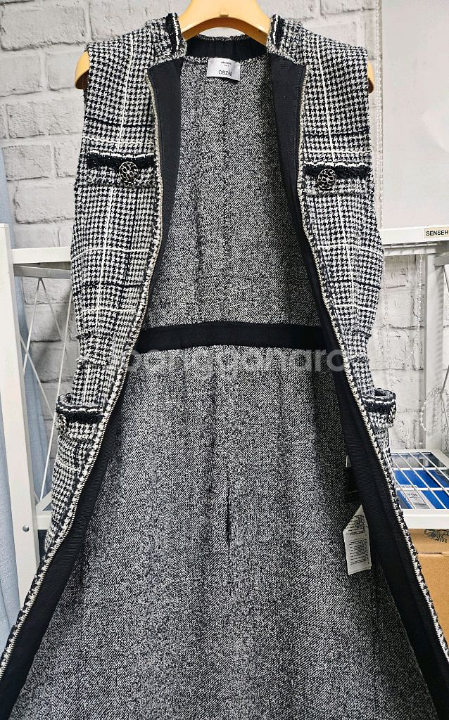 오브제 트위드 원피스 44 민소매 나시원피스 WL77--6