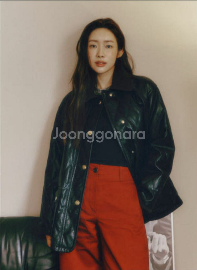 (차정원PICK) 앳코너 페이크 레더 퀼팅 캐주얼 자켓--0