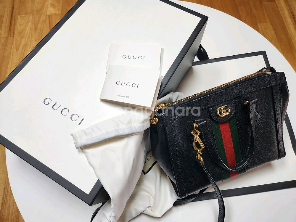 구찌 오피디아 GG 스몰 토트백 블랙--0