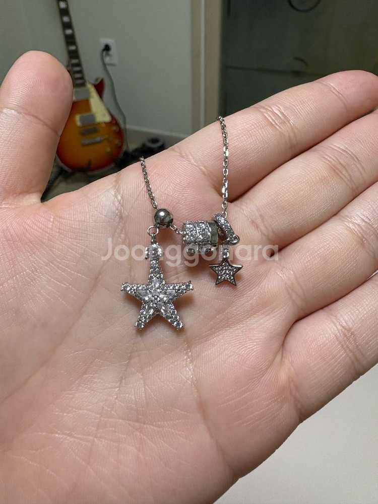 히에리즈 트윙클목걸이 실버 별목걸이--0