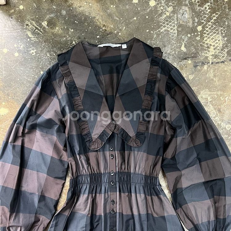 55) 앤아더스토리즈 벌룬소매 체크 원피스--2