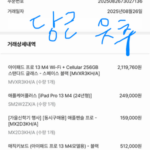 M4아이패드프로13/256/셀룰러/애플케어/키보드/펜슬