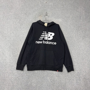 뉴발란스 빅로고 프린팅 블랙 후드티 2XL