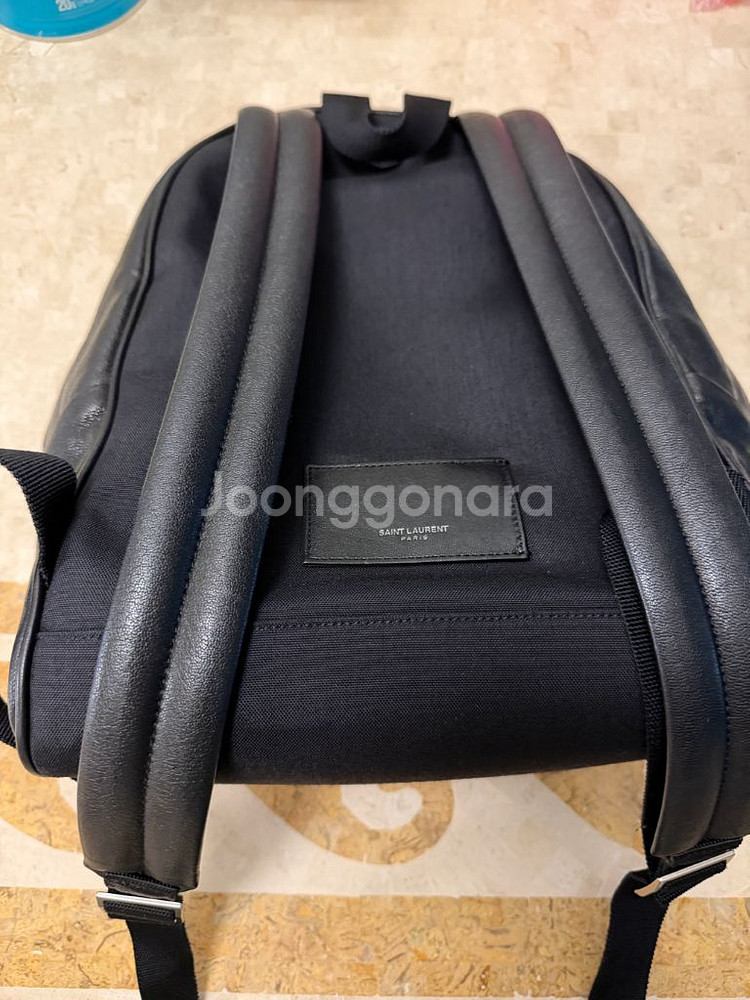 생로랑 블랙 가죽 백팩--1