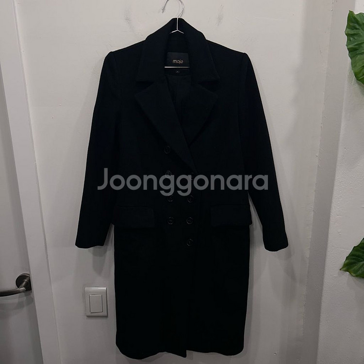 마쥬 여성 울 헤링본 더블버튼 롱코트--1
