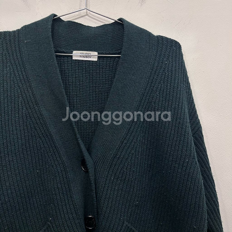 스튜디오톰보이 울 브이넥 꽈배기 니트 가디건--0