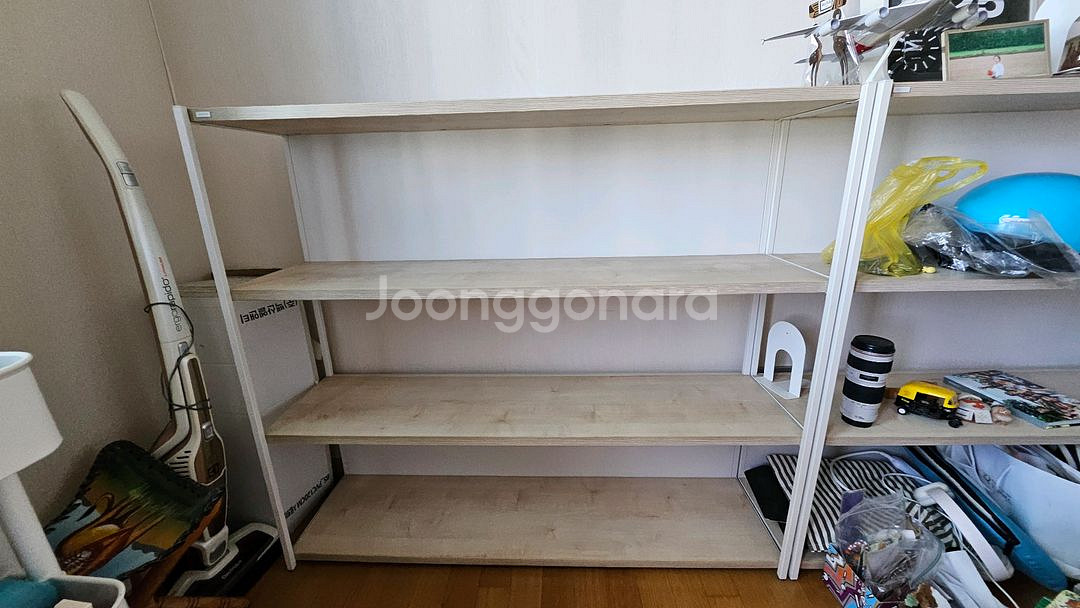 데스커 철제 3단 책장 1200 메이플+화이트--1