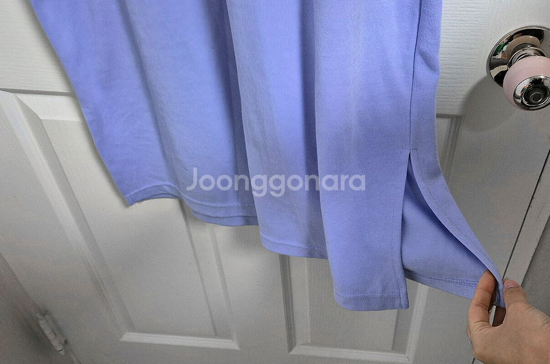 캘리 레터링 카라넥 반팔 롱 원피스--9