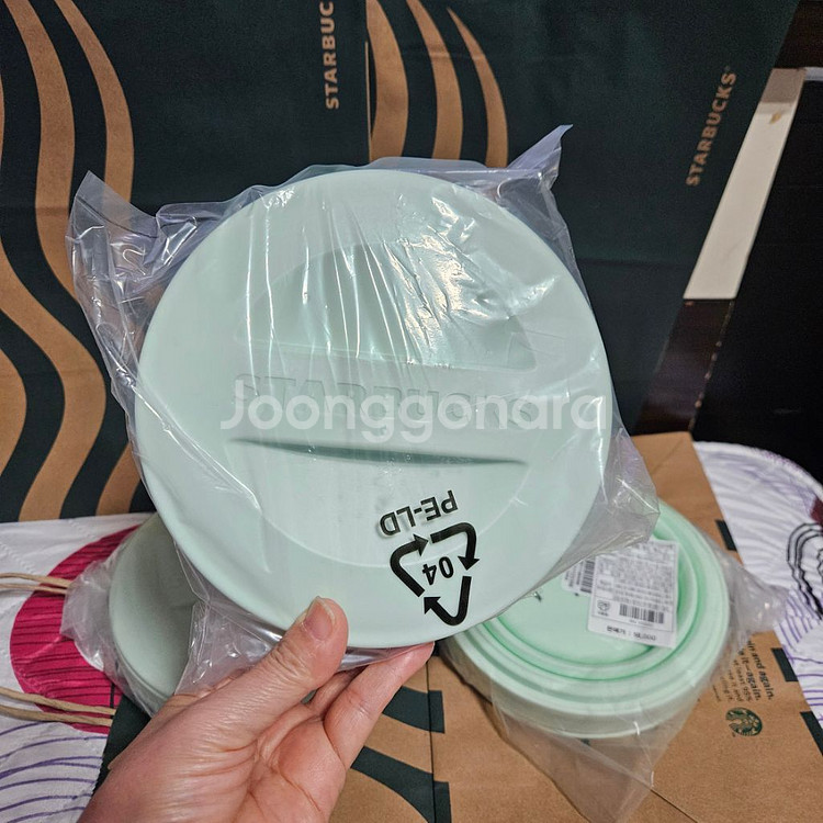 새상품>스타벅스 민트 원형 푸드 박스 850ml--0