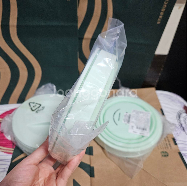 새상품>스타벅스 민트 원형 푸드 박스 850ml--1