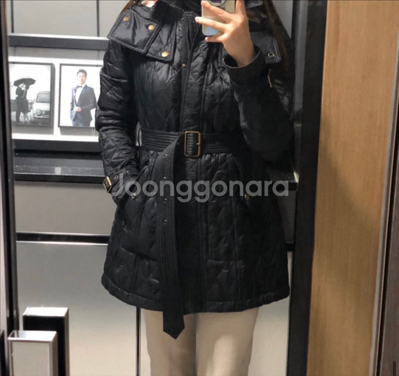 거의새것)정품 버버리 롱 퀼팅자켓 코트 핀스브릿지 블랙--6
