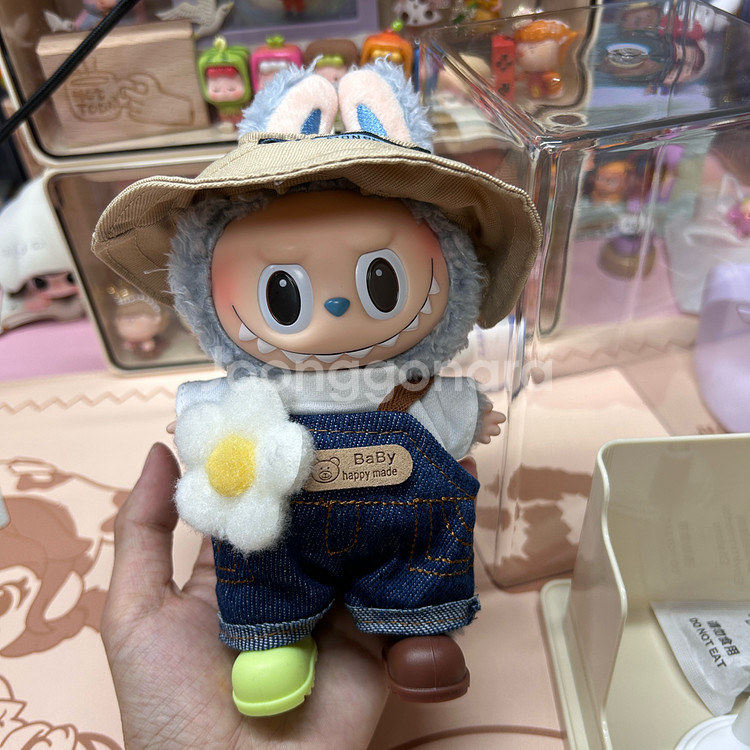 정품 라부부 마카롱 인형키링 옷 신발 포함--0