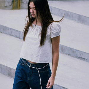 (새상품) 로우클래식 시어링 코튼 탑 블라우스 M