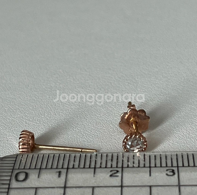 14k 핑크골드 로즈컷 천연다이아 2부 귀걸이--1