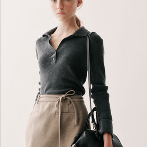 시에 레니 오픈 칼라 니트 차콜 M 새상품