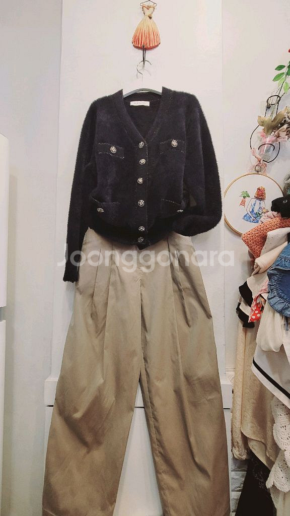 S.L RIAHH 에코퍼 스판가디건. 타임 핀턱 배기팬--0