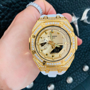 지샥 GA-2100 골드 지르코니아 파베 세팅 버스트다