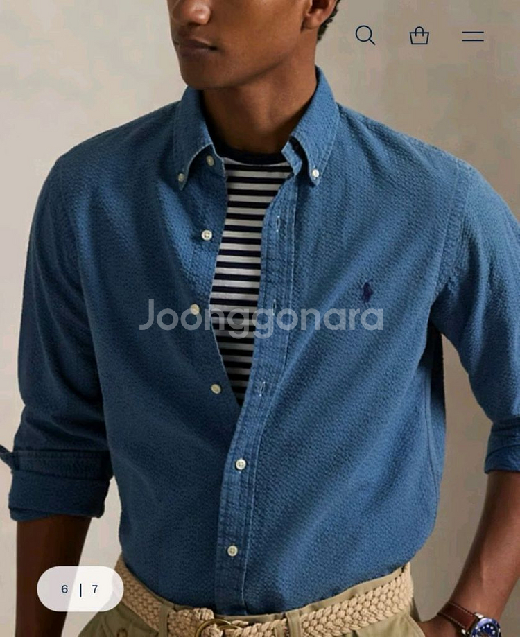 폴로 클래식핏 시어서커 셔츠--8