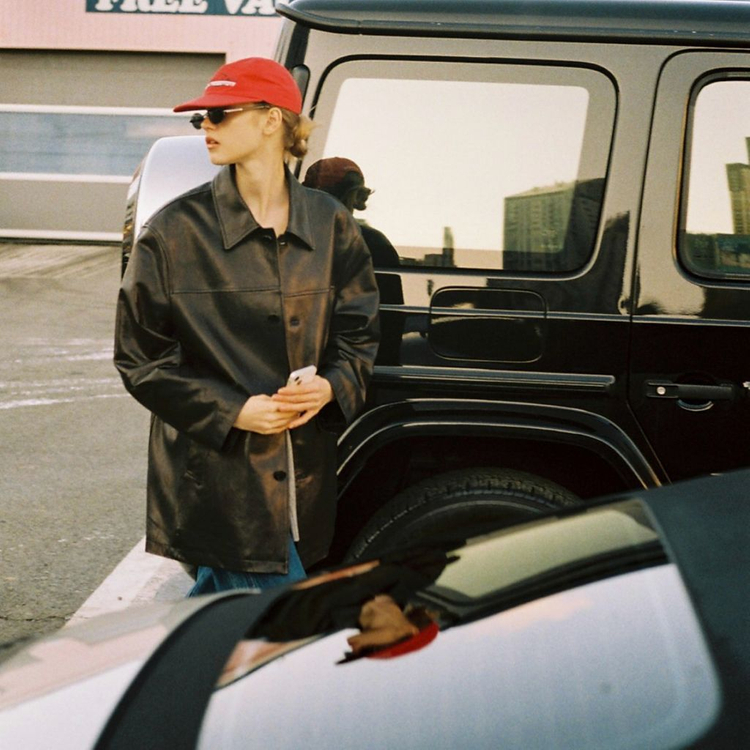 던스트 램스킨 레더 하프 자켓 S--2