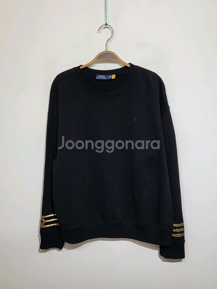 (L) 랄프로렌 폴로 맨투맨 블랙 로고 스웨트 티셔츠--0