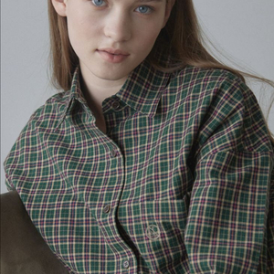 (새상품)논로컬 체크셔츠 그린