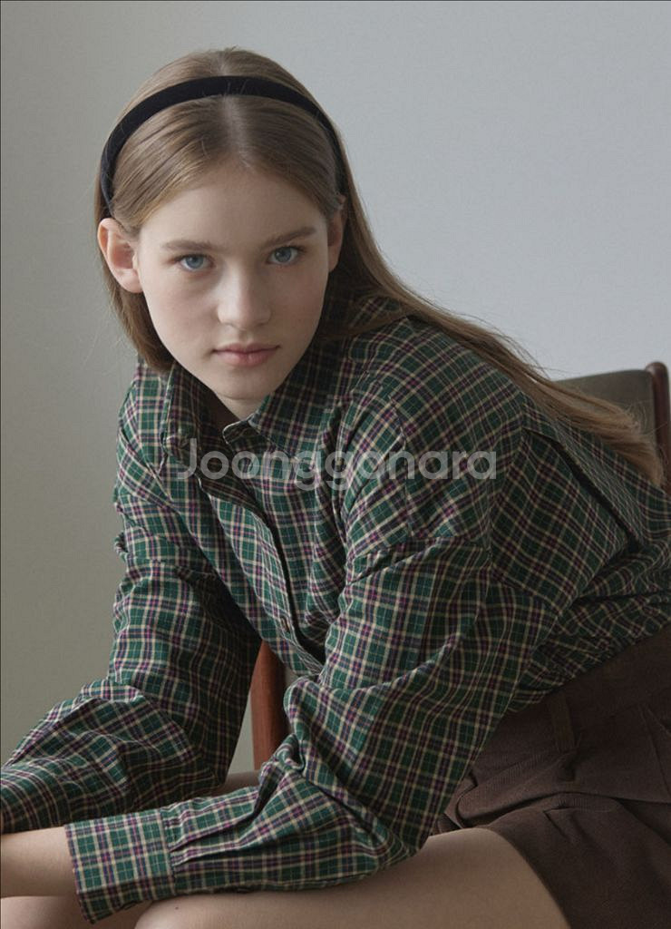 (새상품)논로컬 체크셔츠 그린--1