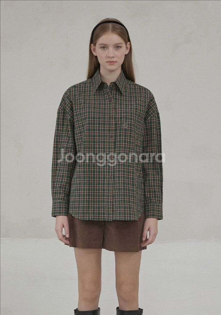 (새상품)논로컬 체크셔츠 그린--4