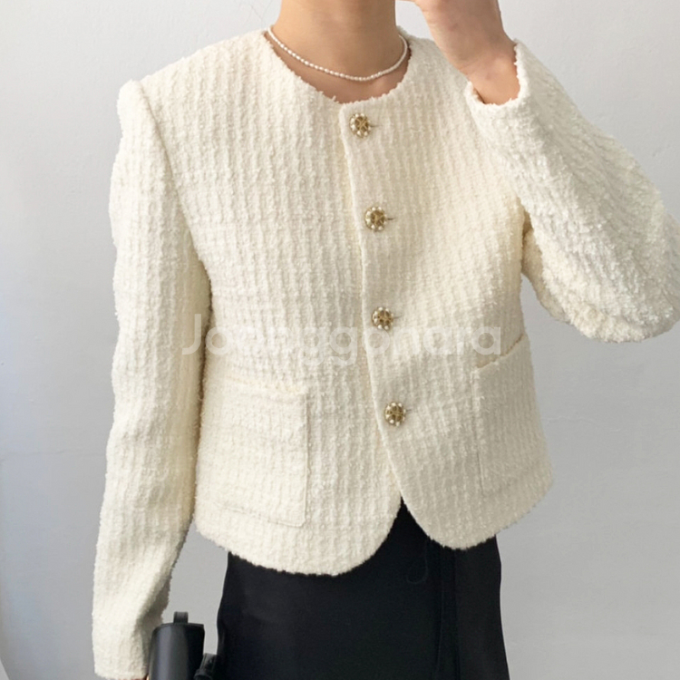 헬베티카 하트버튼 트위드자켓/버쉬카 자수 야상자켓--0