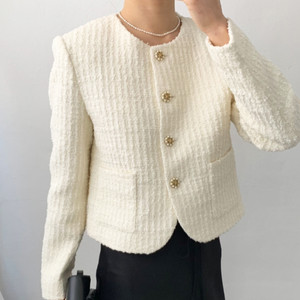 헬베티카 하트버튼 트위드자켓/버쉬카 자수 야상자켓