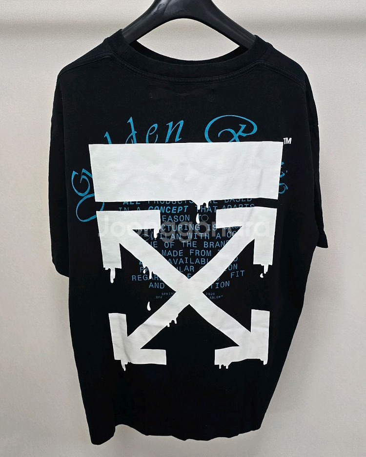 오프화이트 드리핑 애로우 반팔 티셔츠 오버핏 L사이즈--0