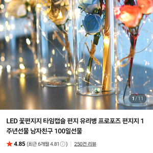 LED 꽃 유리병 편지 조명