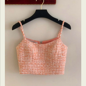 서쿠키 오렌지 트위드 탑 S