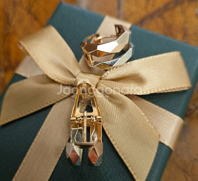 14k 콤비 컷팅 귀걸이--5