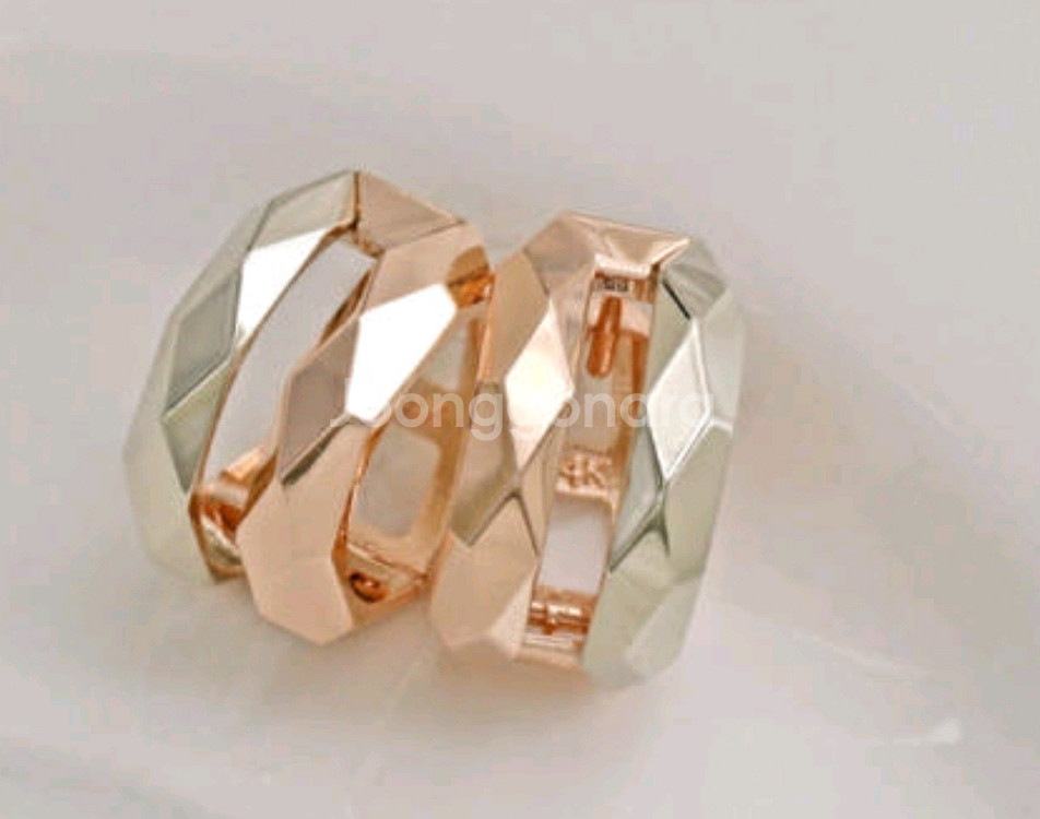 14k 콤비 컷팅 귀걸이--2