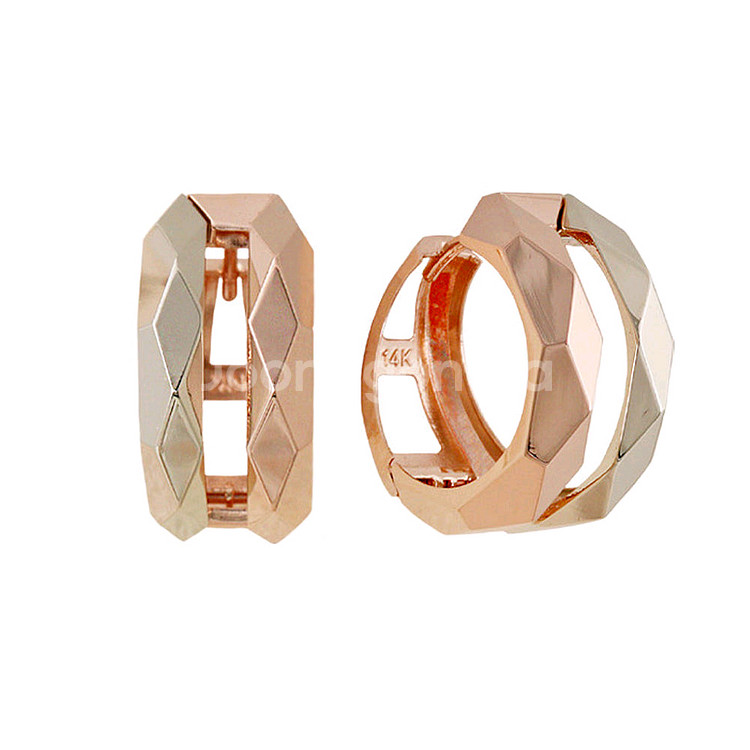 14k 콤비 컷팅 귀걸이--0