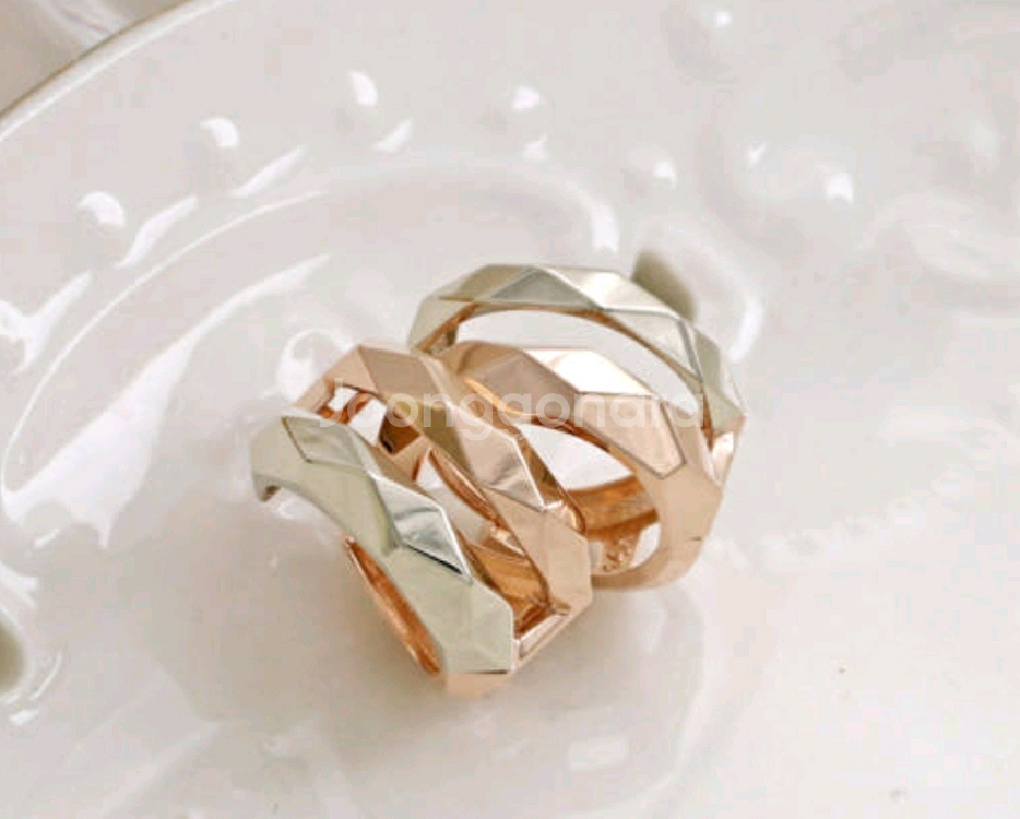 14k 콤비 컷팅 귀걸이--1