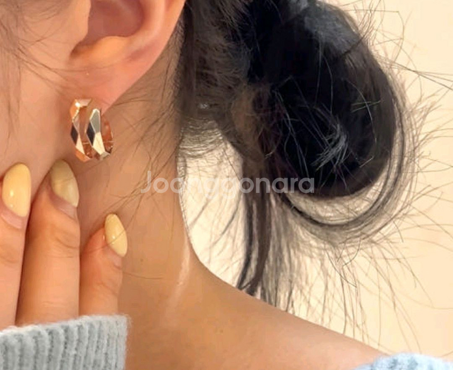 14k 콤비 컷팅 귀걸이--6