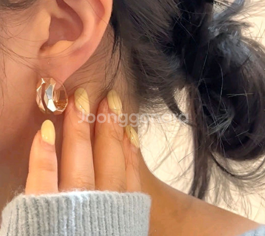 14k 콤비 컷팅 귀걸이--7