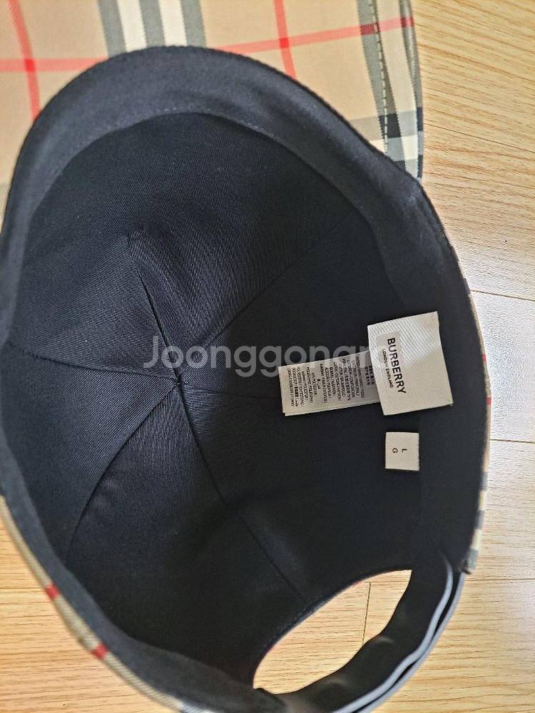 (L) 정품 버버리 아플리케 체크 볼캡--4