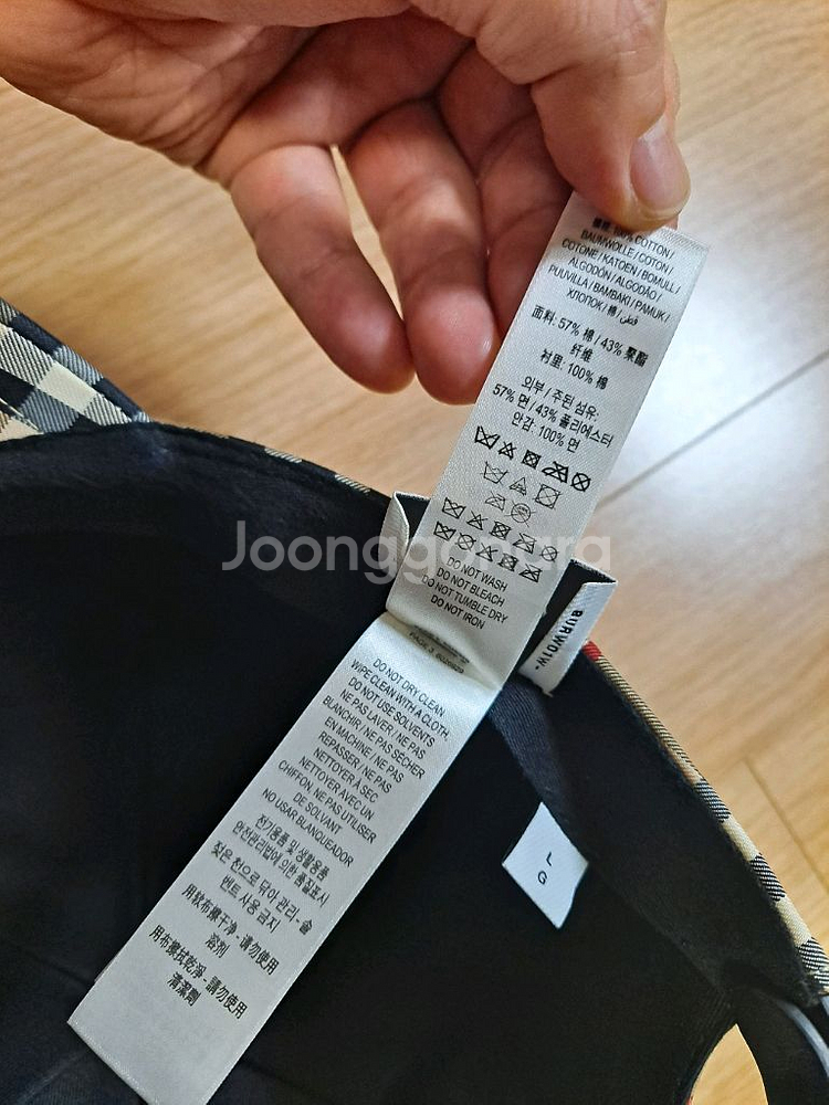 (L) 정품 버버리 아플리케 체크 볼캡--6
