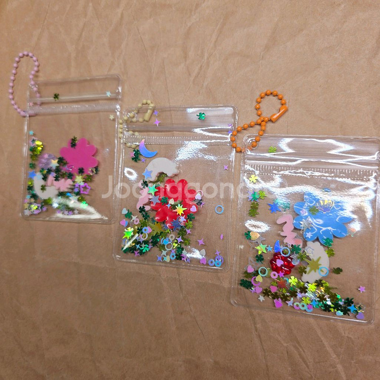 행운 지퍼백 스마일꽃 키링 3개.--4