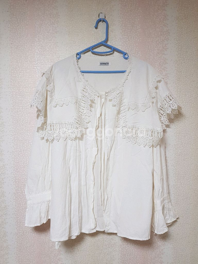 핫핑 펀칭빅카라 빅사이즈 큰옷 셔츠 남방 블라우스--0