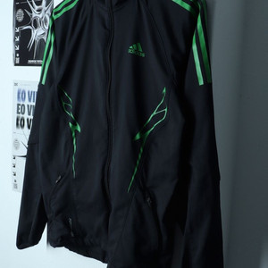 (M-L) 아디다스 집업져지 트랙탑 대장 블랙 그린