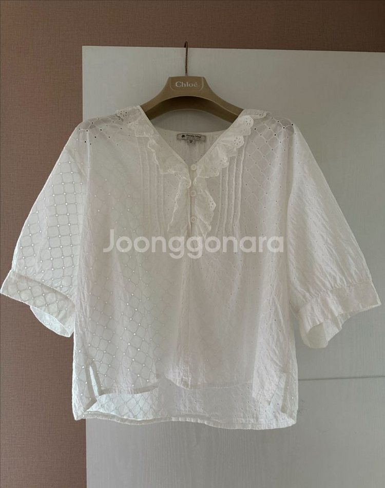 썰스데이 아일랜드 아일렛 코튼 펀칭 블라우스 + 자라--1