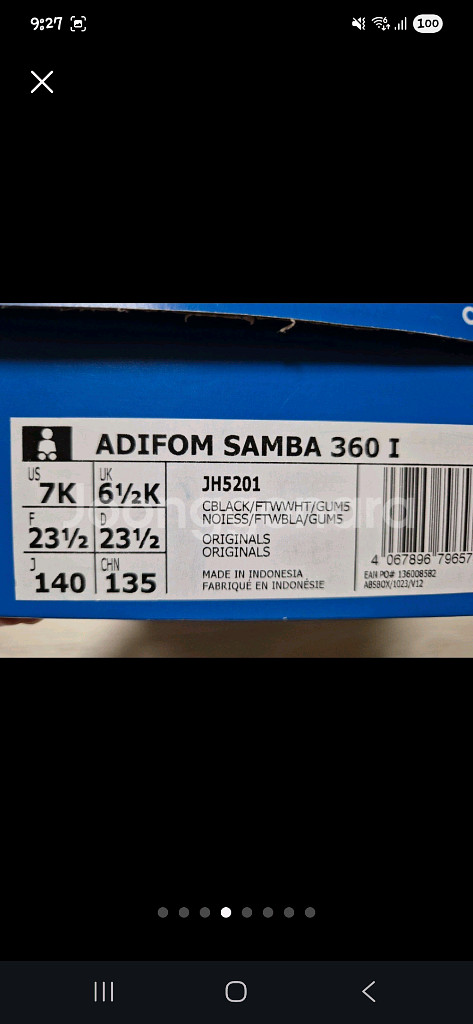 1회시착) 아디다스 키즈 삼바 360 140mm--2