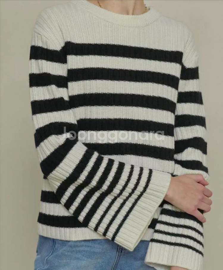 유메르 UMER 자뎅 스트라이프 니트 프리미엄울100%--0