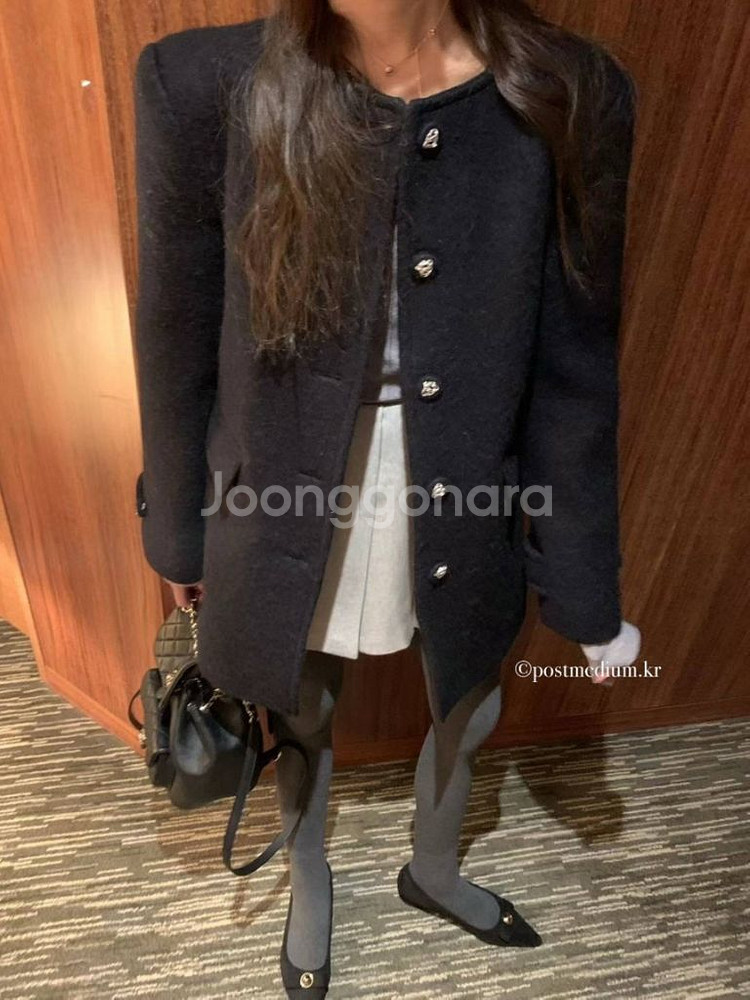 포스터 pst 밍크털 안감 알파카 코트--0