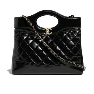 샤넬 31백 미니 쇼핑백 블랙 유광 샤이니 카프스킨 샴