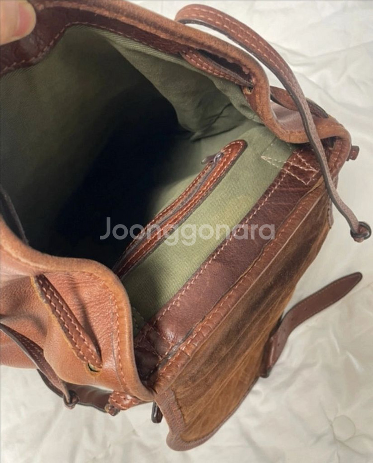 빈티지 가죽 백팩 브라운--2